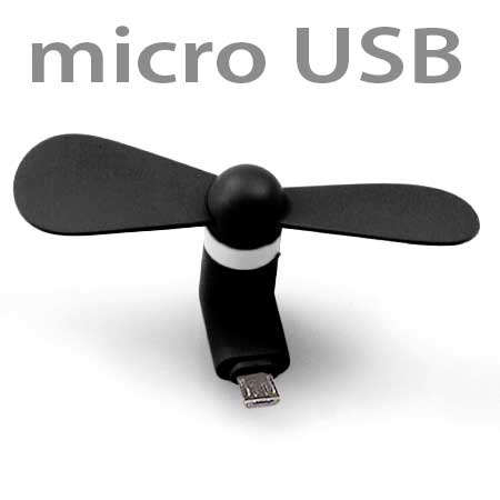 Ventilátor na mobil s koncovkou 5 pin micro USB - čierna farba