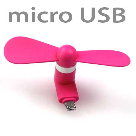 Ventilátor na mobil s koncovkou 5 pin micro USB - ružová farba
