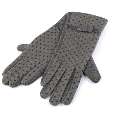 Dámske rukavice s bodkami - farba šedá - veľkosť L