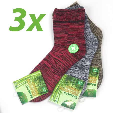 3 páry dámskych zdravotných termo ponožiek z bambusového vlákna (mix farieb) - veľkosť: 35 - 38