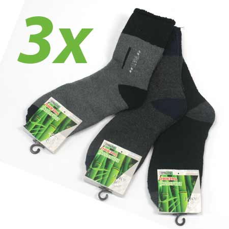 3 páry pánskych zdravotných termo ponožiek z bambusového vlákna (mix farieb) - veľkosť: 40 - 43