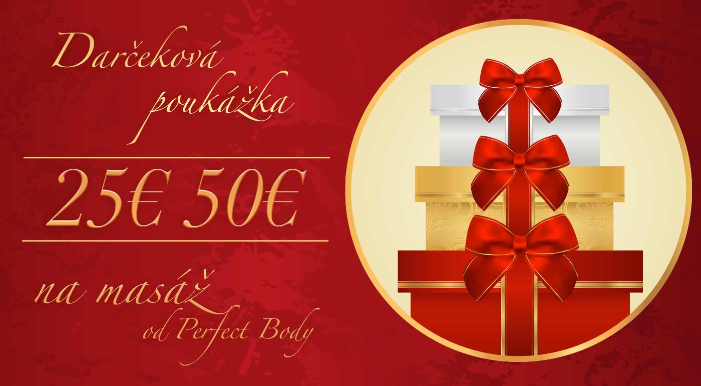 Darčekové poukážky v hodnote 25 € a 50 € na masáže od výmyslu sveta